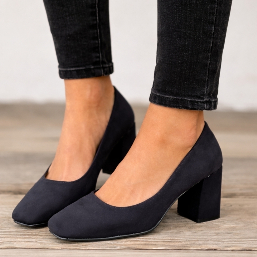 Unlisted 90's Minimalist Sqaure Toe Block Heel Comfort Pumps 9M